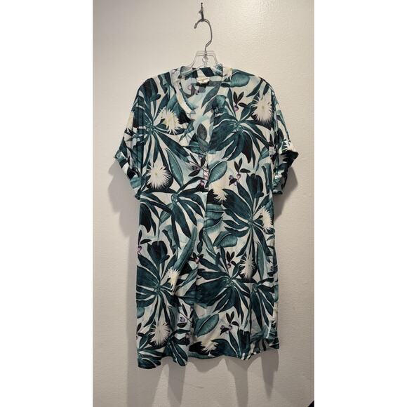 H&M - Anna Glover Tops - H&M X Anna Glover Size 14 Tropical Palm Leaf Print Tunic Top Resort FLAW
